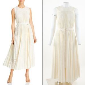 BOSS Deplica Cutout Pleated Dress in Soft Cream